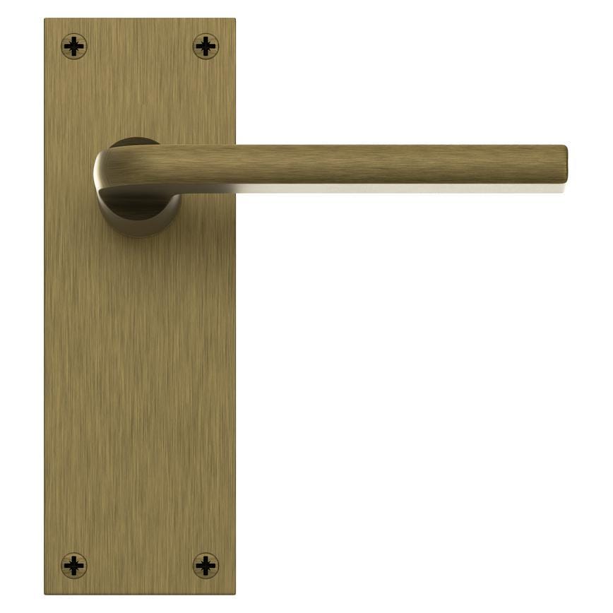 Fuller and Forge Munch Antique Brass Lever on Slim Backplate Latch Door Handle Pair Howdens
