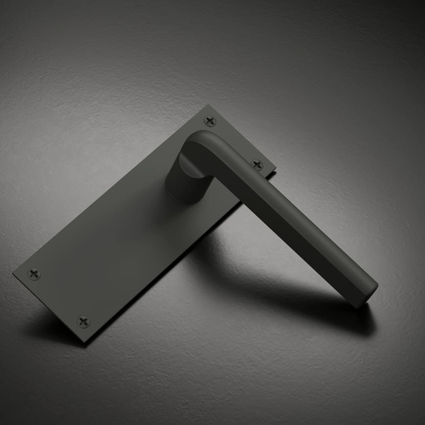 Fuller and Forge Munch Matt Anthracite Lever on Slim Backplate Latch Door Handle Pair Howdens