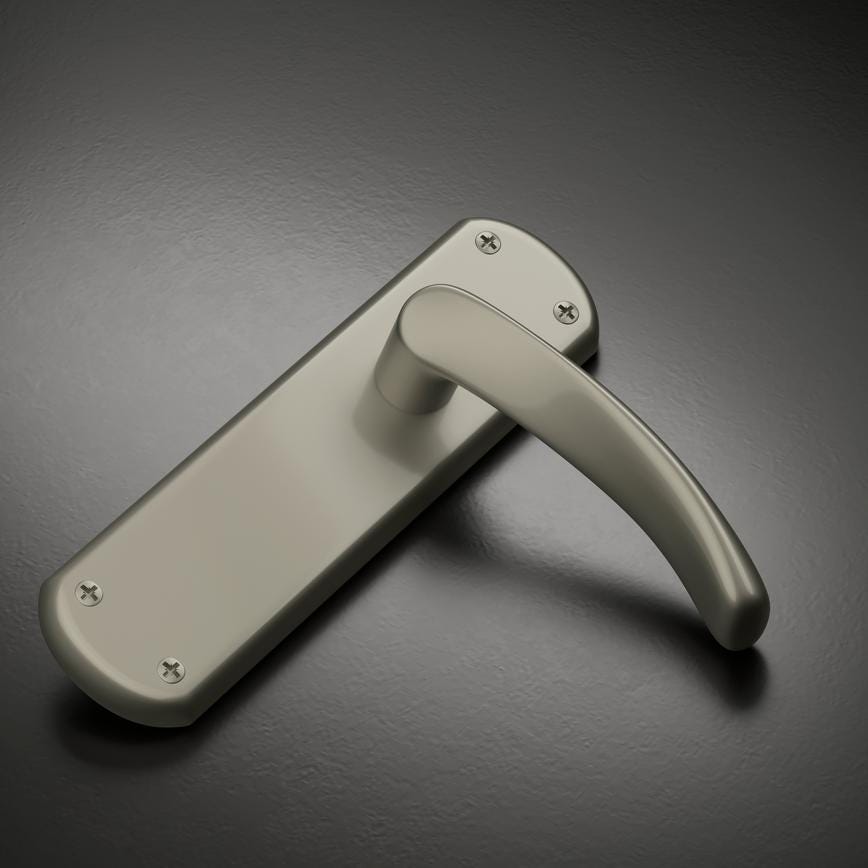 Howdens Fuller and Forge Garda Satin Nickel Lever on Backplate Latch Door Handle Pair Howdens