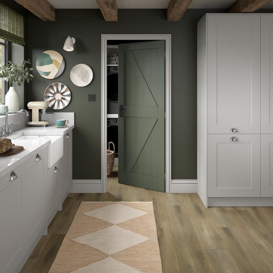 Fuller and Forge Garda Matt Black Lever on Backplate Latch Door Handle Pair Howdens