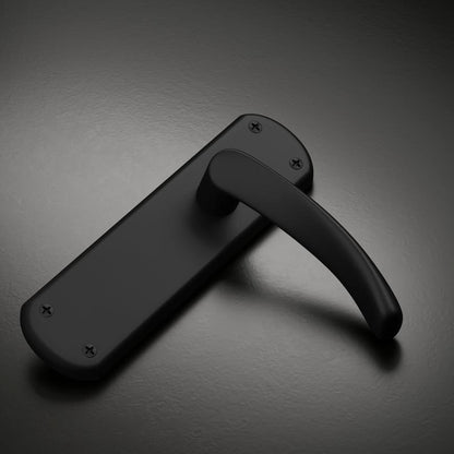 Fuller and Forge Garda Matt Black Lever on Backplate Latch Door Handle Pair Howdens