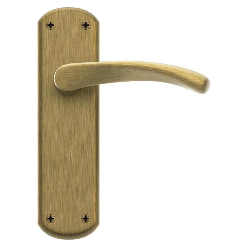Fuller and Forge Garda Antique Brass Lever on Backplate Latch Door Handle Pair Howdens