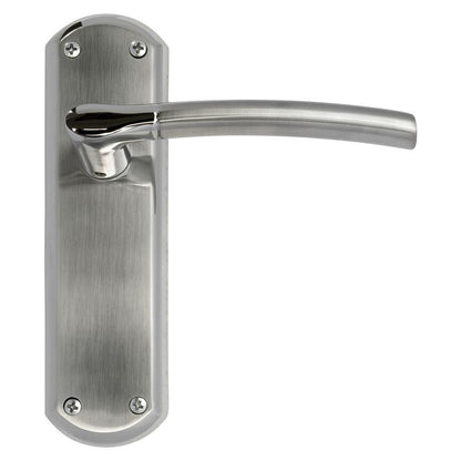 Howdens Newington Dual-Tone Chrome Lever on Backplate Latch Door Handle Pair