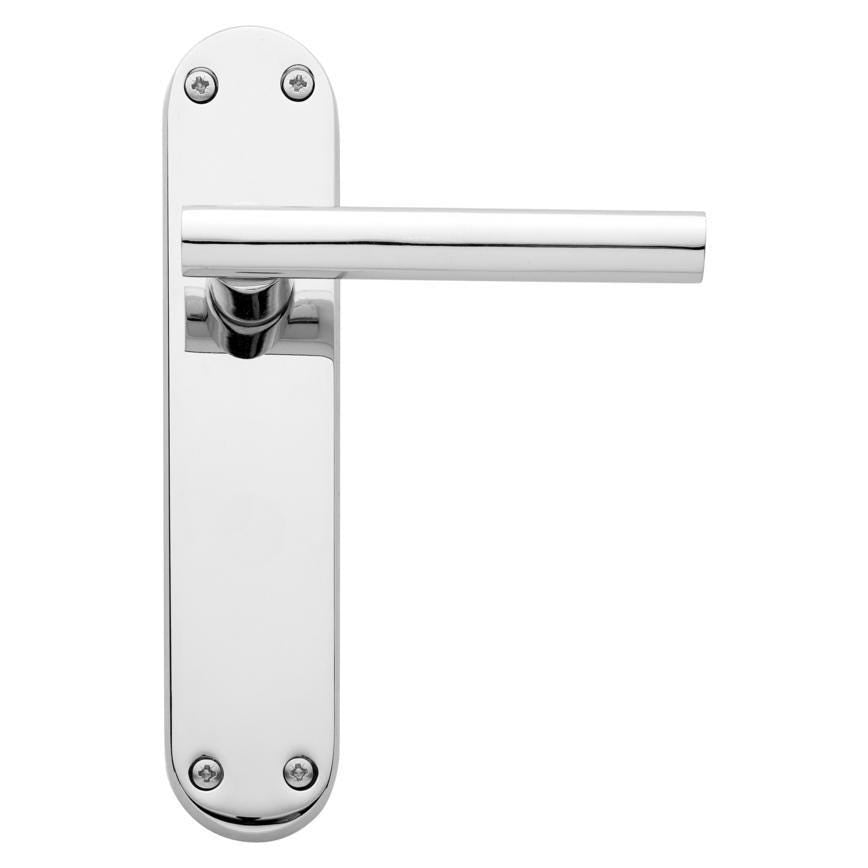 Howdens Cesano Polished Chrome Lever on Backplate Latch Door Handle Pair