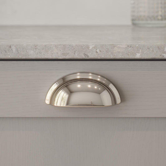 Furnipart Baron Cup 64mm, T Knob & Round Knob Bright Nickel 64mm