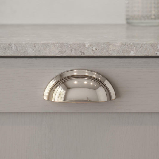 Furnipart Baron Cup 64mm, T Knob & Round Knob Bright Nickel 64mm