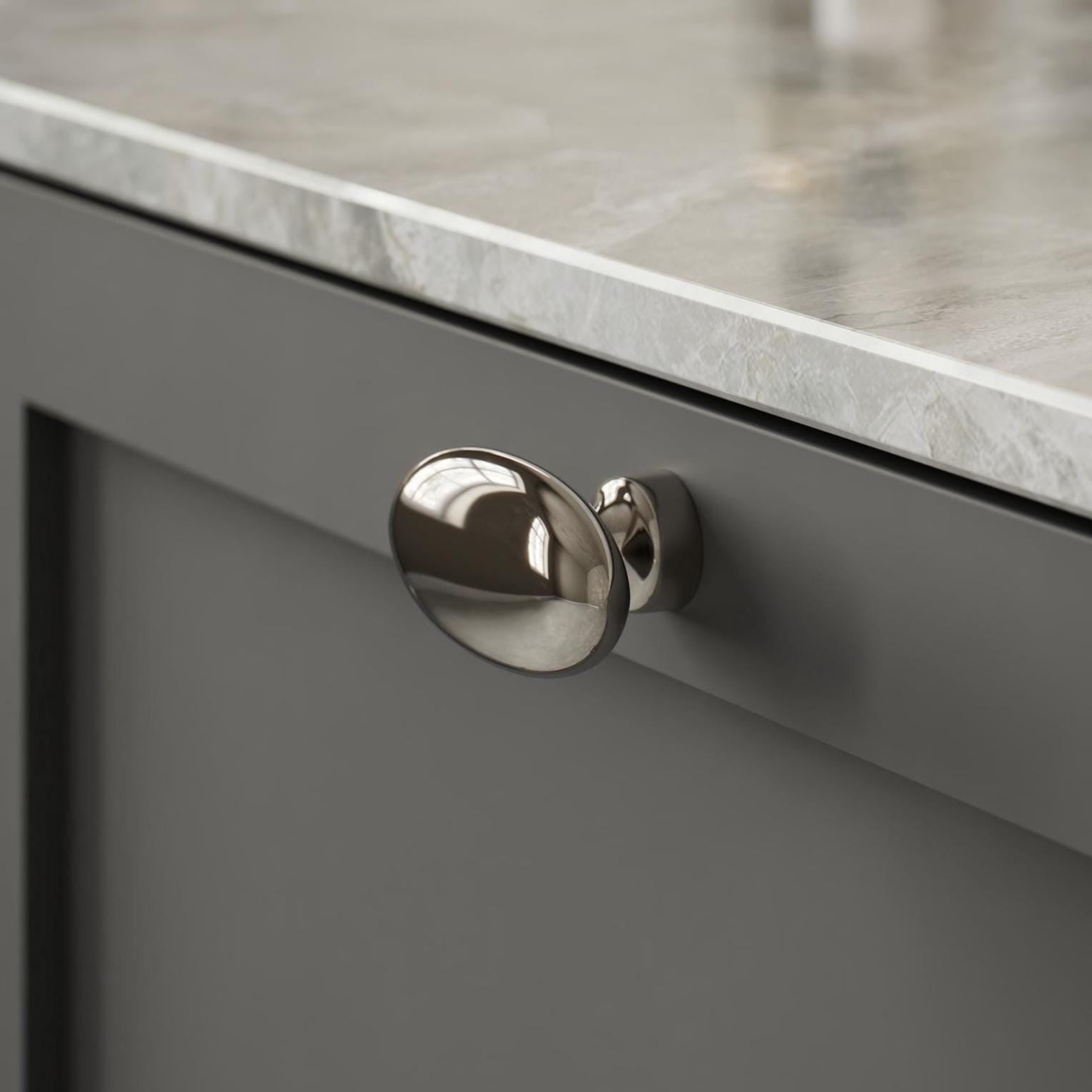 Furnipart Baron Cup 64mm, T Knob & Round Knob Bright Nickel 64mm