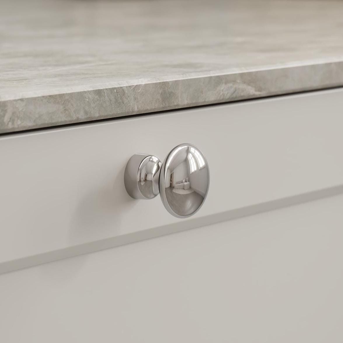 Furnipart Baron Cup 64mm, T Knob & Round Knob Bright Nickel 64mm