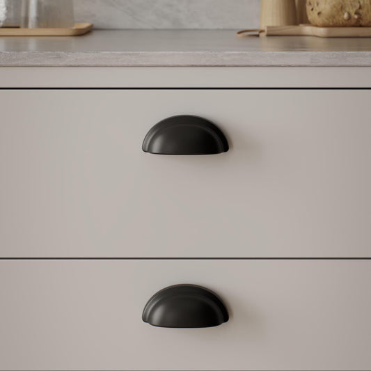 Furnipart Baron Cup 64mm, T Knob & Round Knob Matt Black