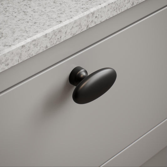 Furnipart Baron Cup 64mm, T Knob & Round Knob Matt Black