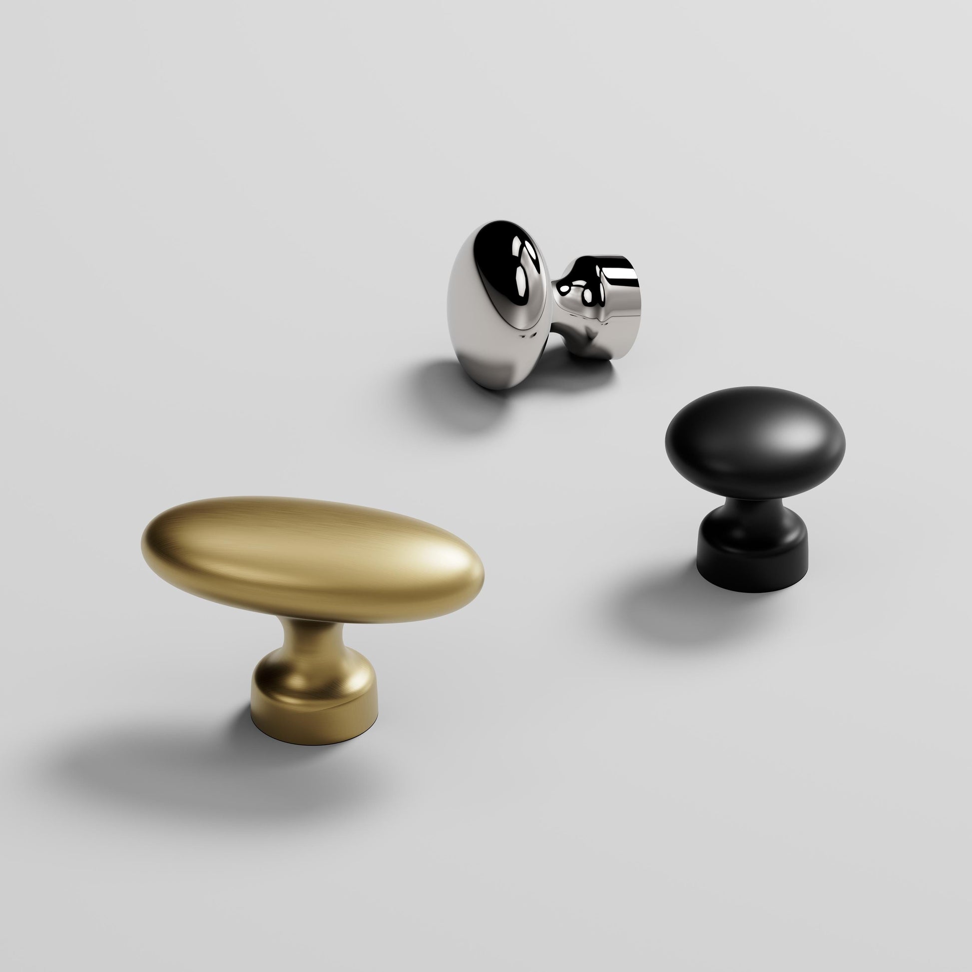 Furnipart Baron Cup 64mm, T Knob & Round Knob Bright Nickel 64mm