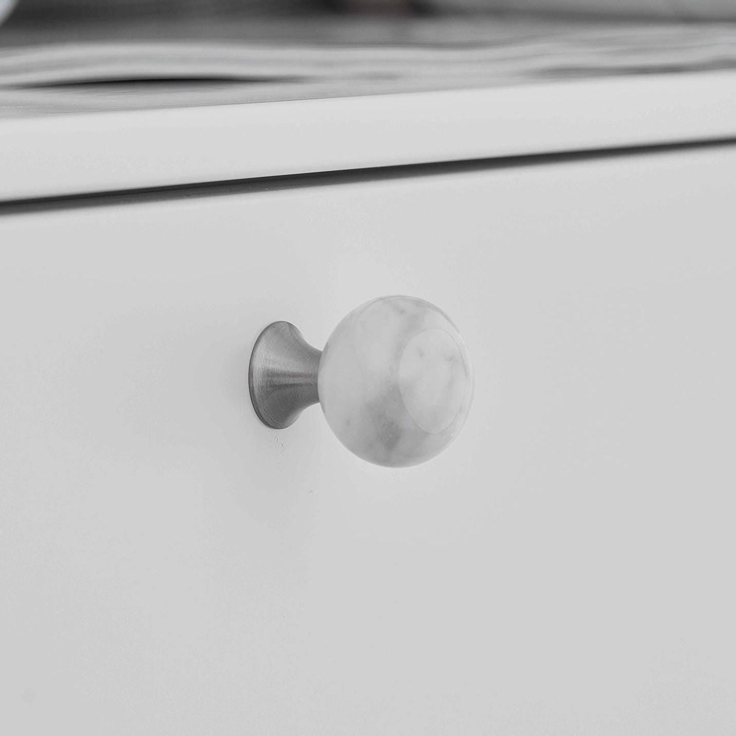 Furnipart Bead Straight Knob Marble White & Green 28mm Diameter