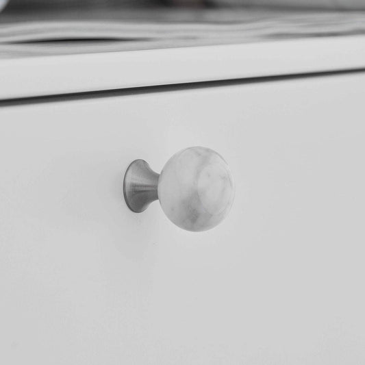 Furnipart Bead Straight Knob Marble White & Green 28mm Diameter