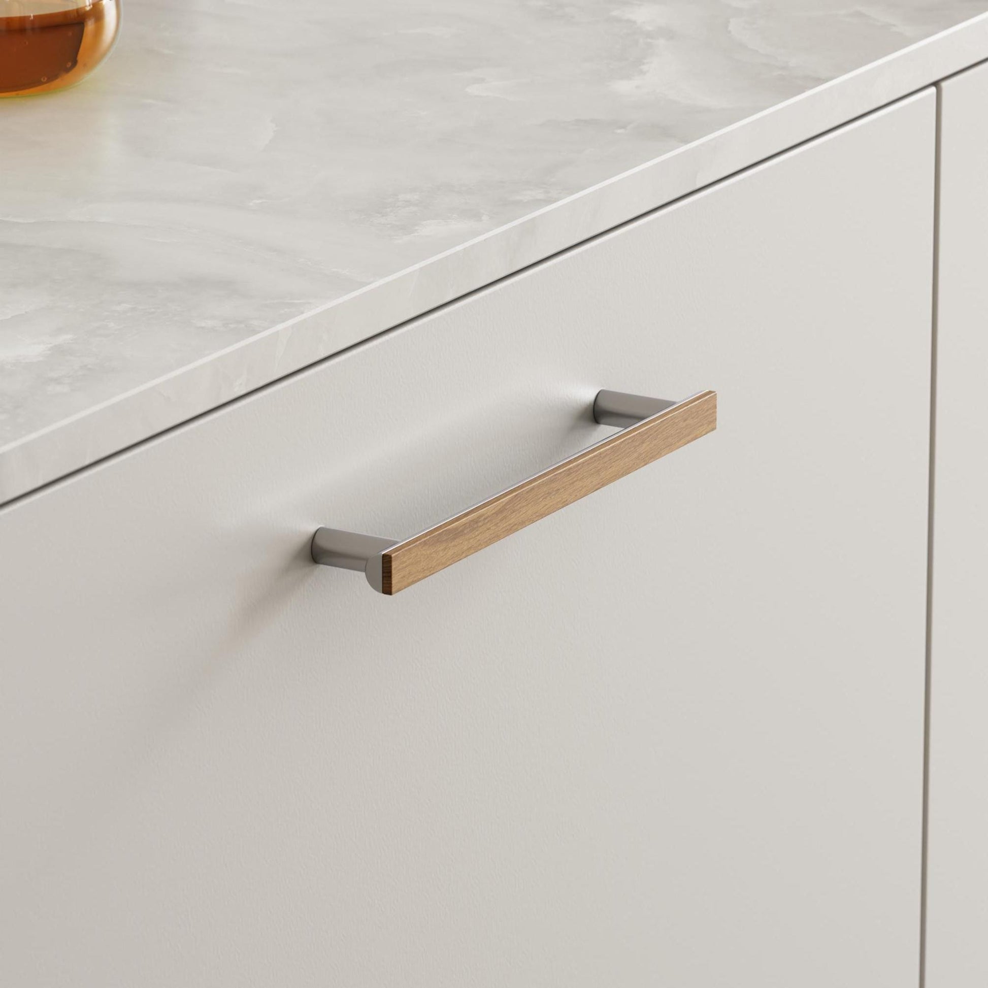 Furnipart Bis Handle & Round Knob Lacquered Oak Chrome 160mm