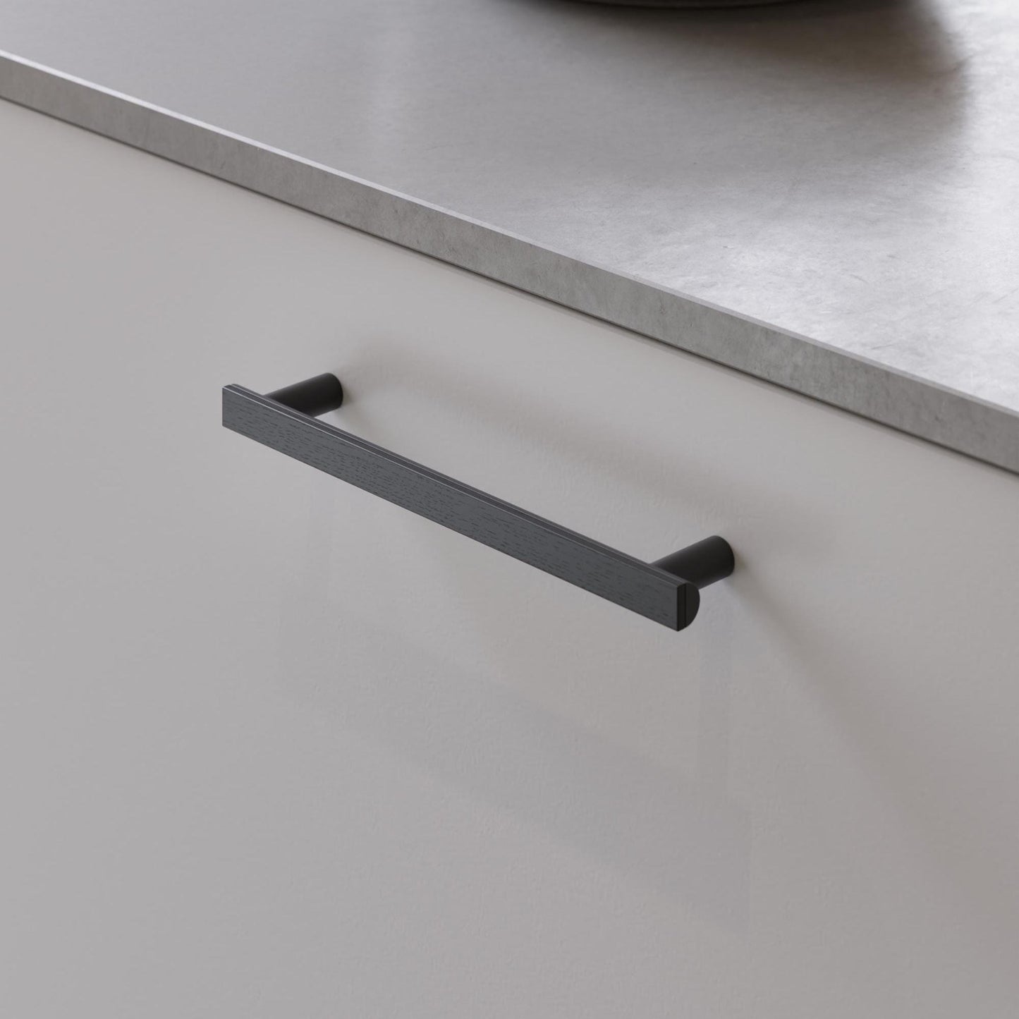 Furnipart Bis Handle & Round Knob Stained Black Oak Matt Black 160mm