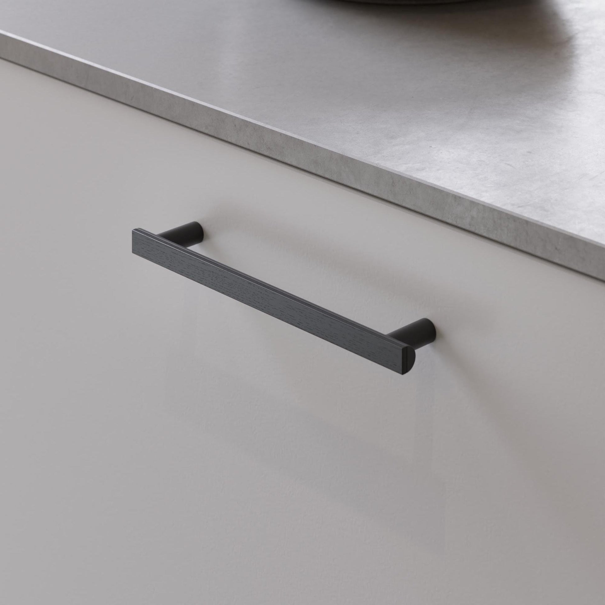 Furnipart Bis Handle & Round Knob Stained Black Oak Matt Black 160mm