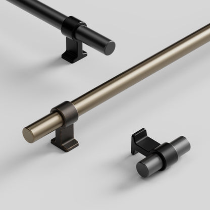 Furnipart Bond Handles & T-Knob Matt Black Gun Metal Brass 160mm 320mm T-Knob