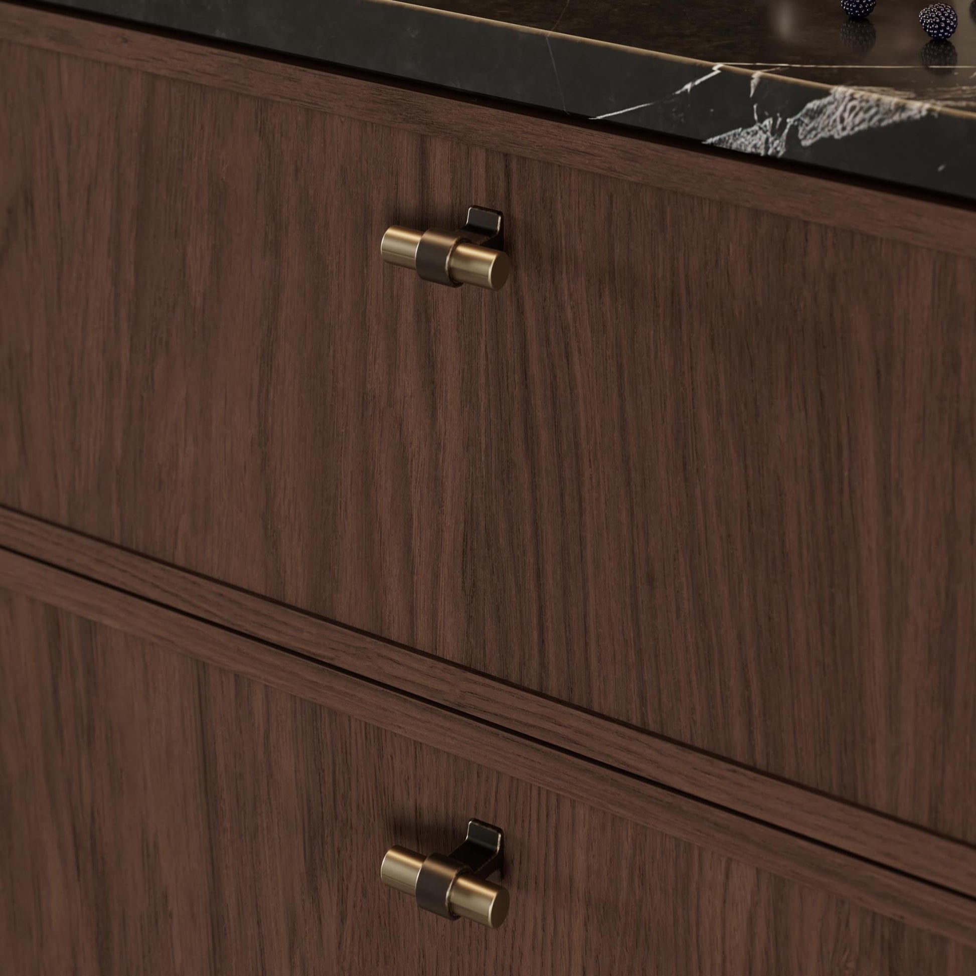 Furnipart Bond Handles & T-Knob Antique Brown Fine Brushed Brass 160mm 320mm 2x544mmmm