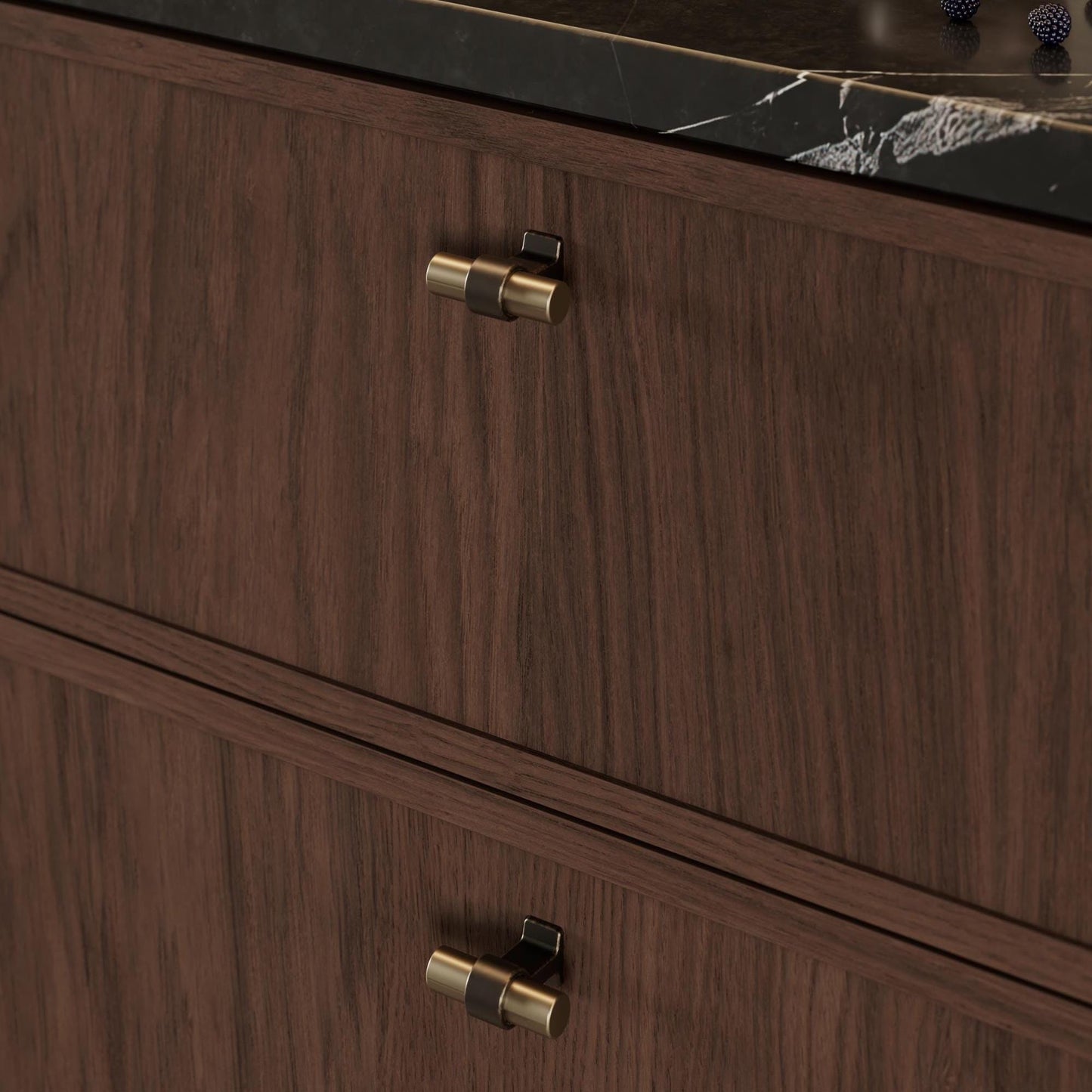Furnipart Bond Handles & T-Knob Antique Brown Fine Brushed Brass 160mm 320mm T-Knob