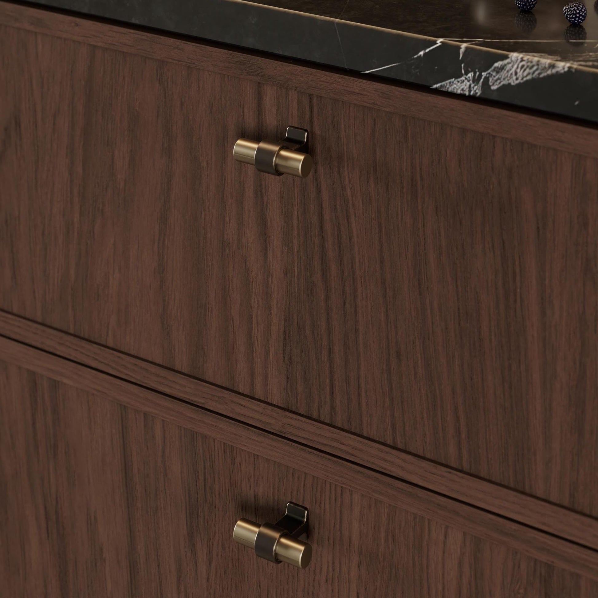 Furnipart Bond Handles & T-Knob Antique Brown Fine Brushed Brass 160mm 320mm T-Knob