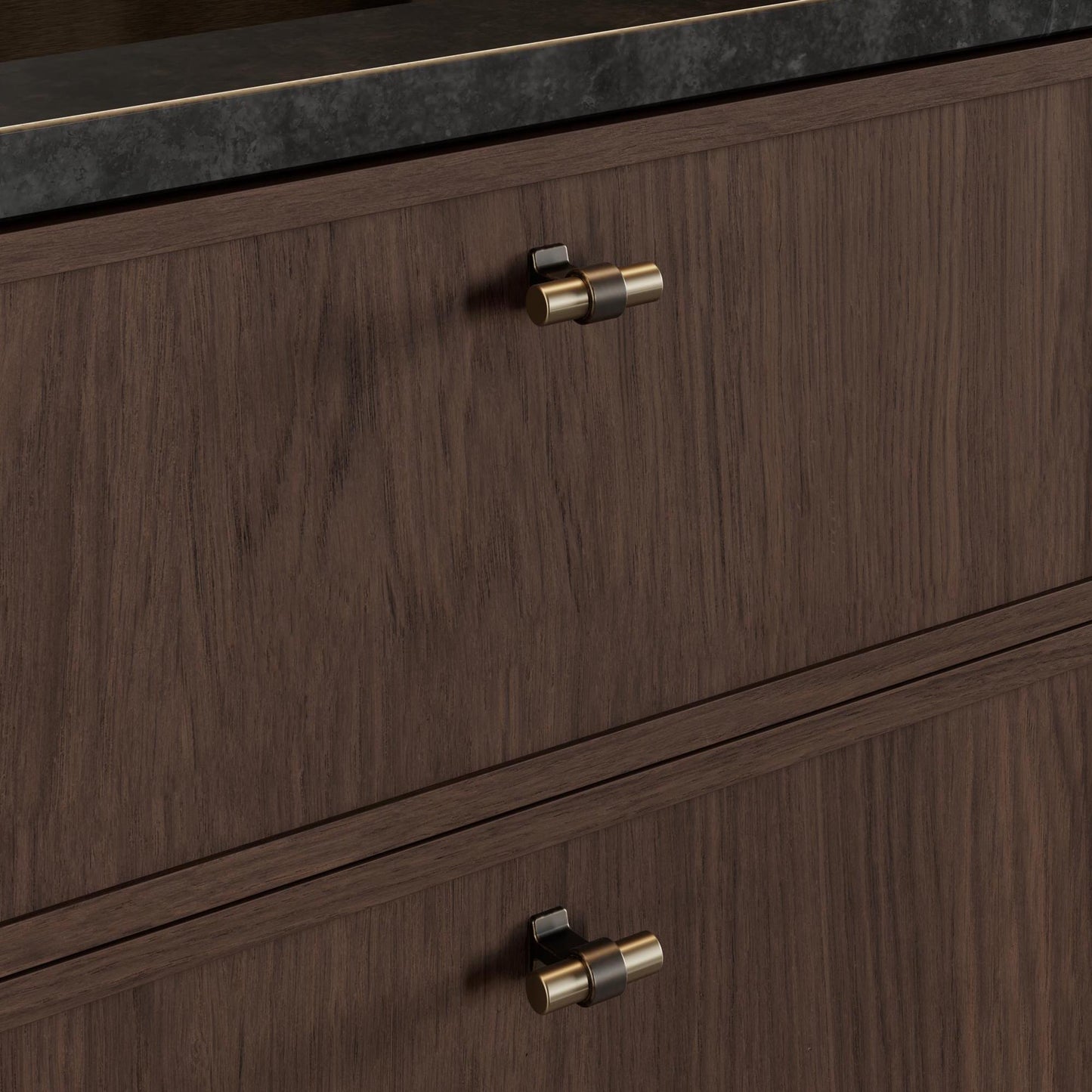 Furnipart Bond Handles & T-Knob Antique Brown Fine Brushed Brass 160mm 320mm 2x544mmmm