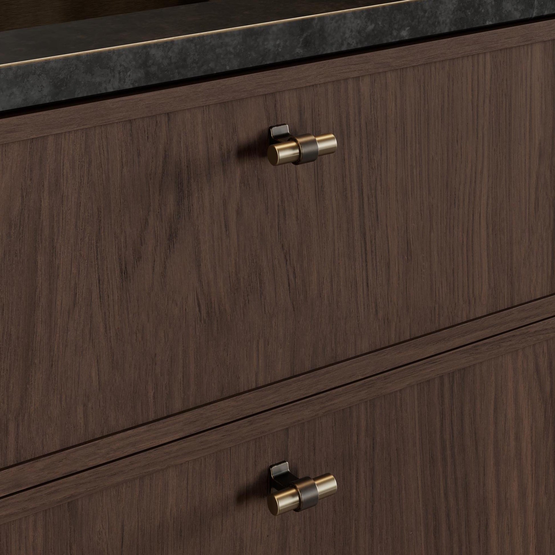 Furnipart Bond Handles & T-Knob Antique Brown Fine Brushed Brass 160mm 320mm 2x544mmmm