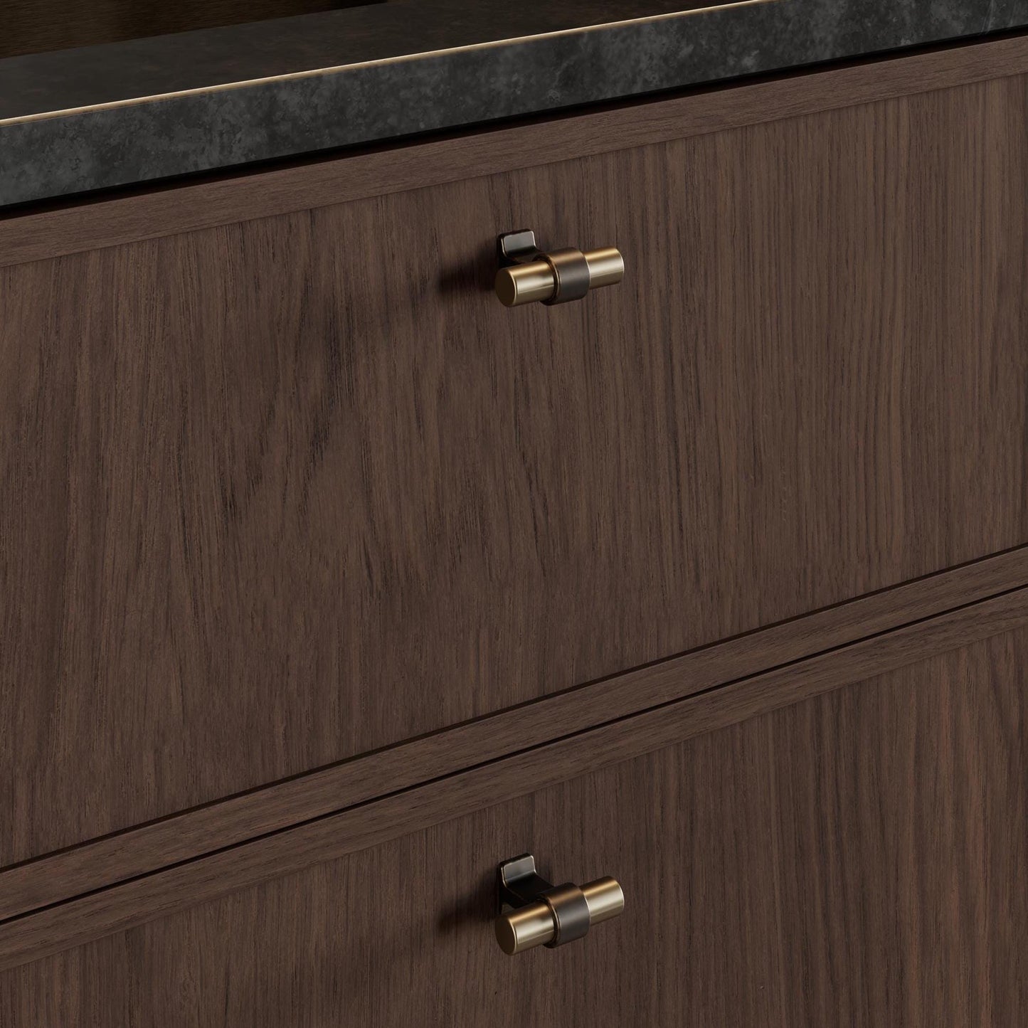 Furnipart Bond Handles & T-Knob Antique Brown Fine Brushed Brass 160mm 320mm T-Knob