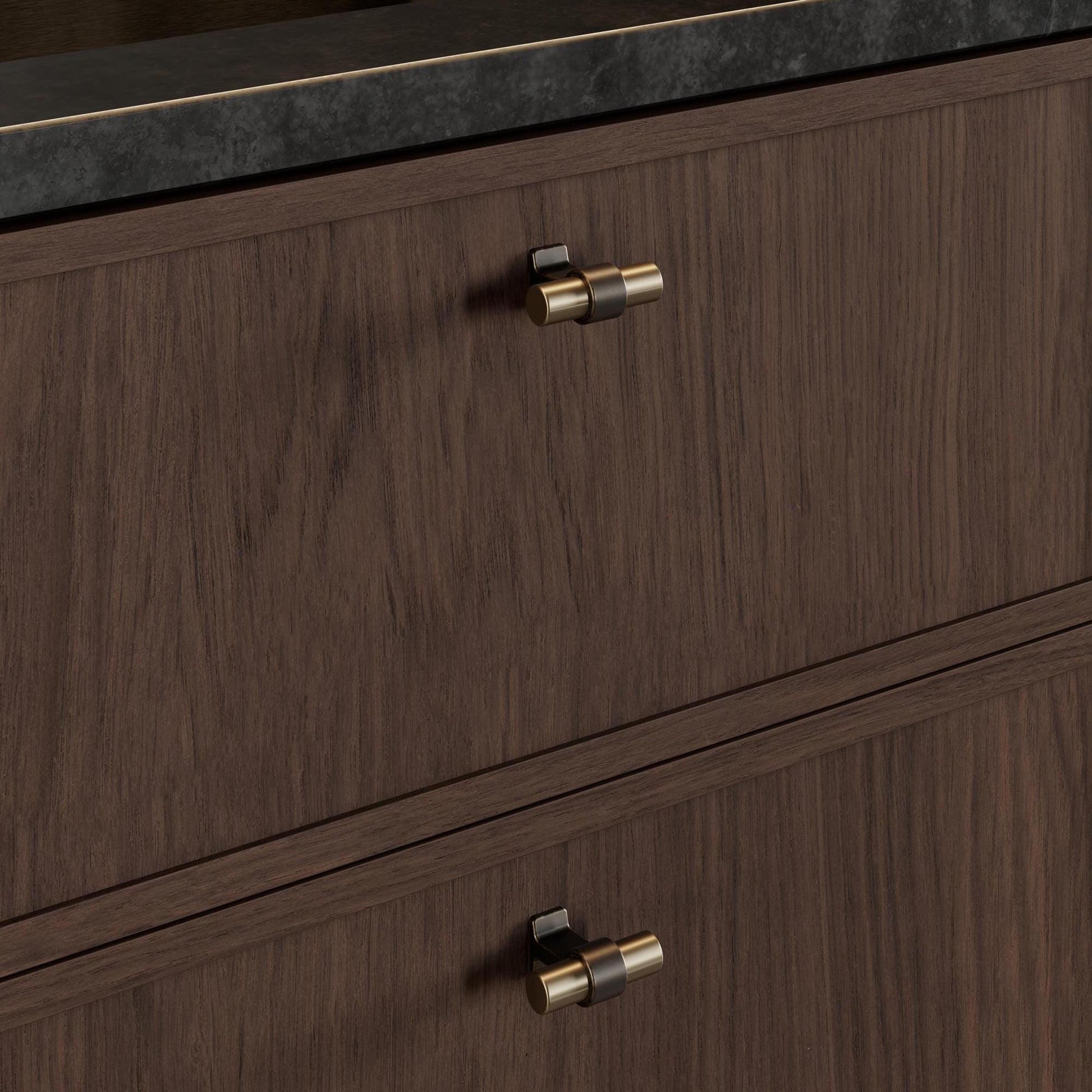 Furnipart Bond Handles & T-Knob Antique Brown Fine Brushed Brass 160mm 320mm T-Knob