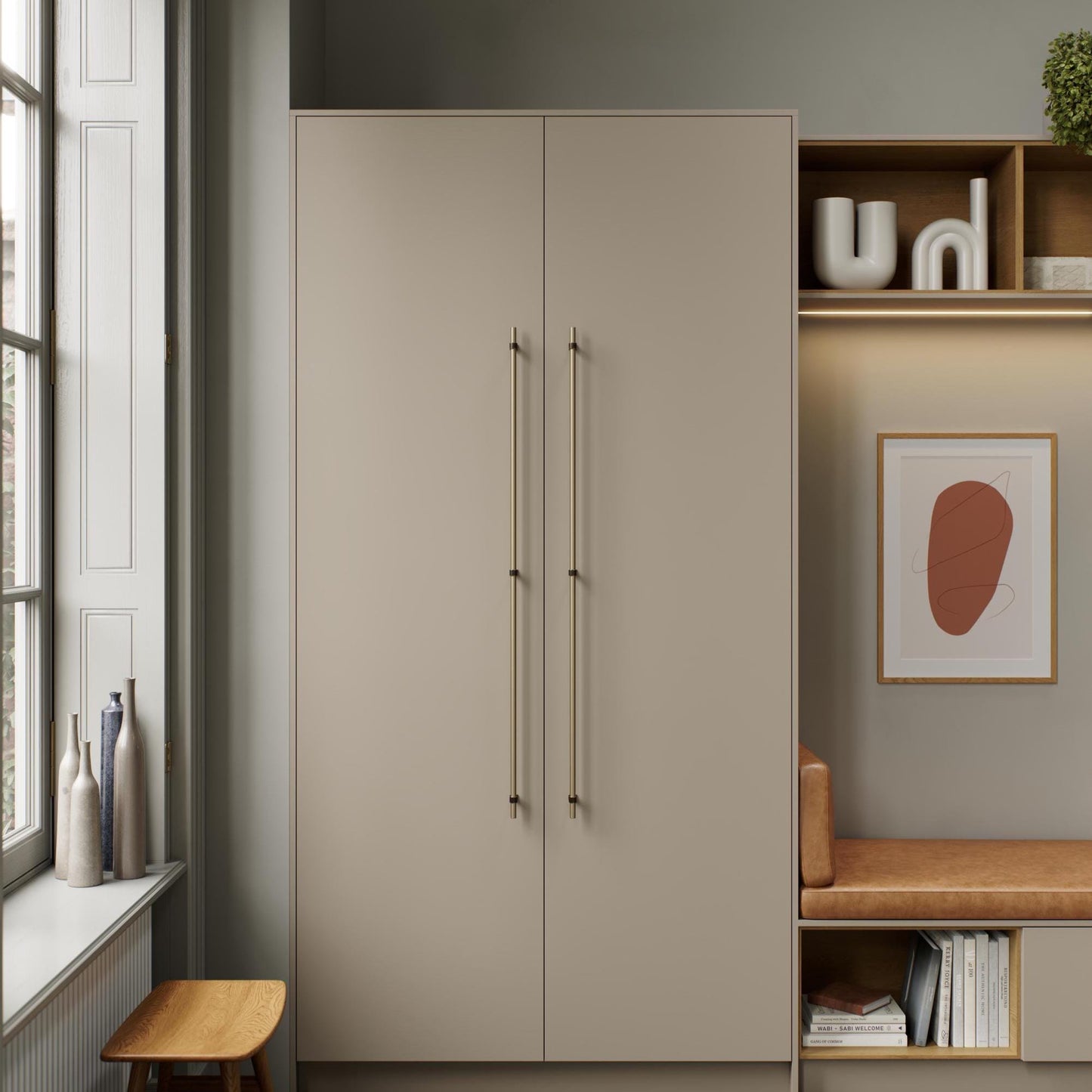 Furnipart Bond Handles & T-Knob Antique Brown Fine Brushed Brass 160mm 320mm 2x544mmmm