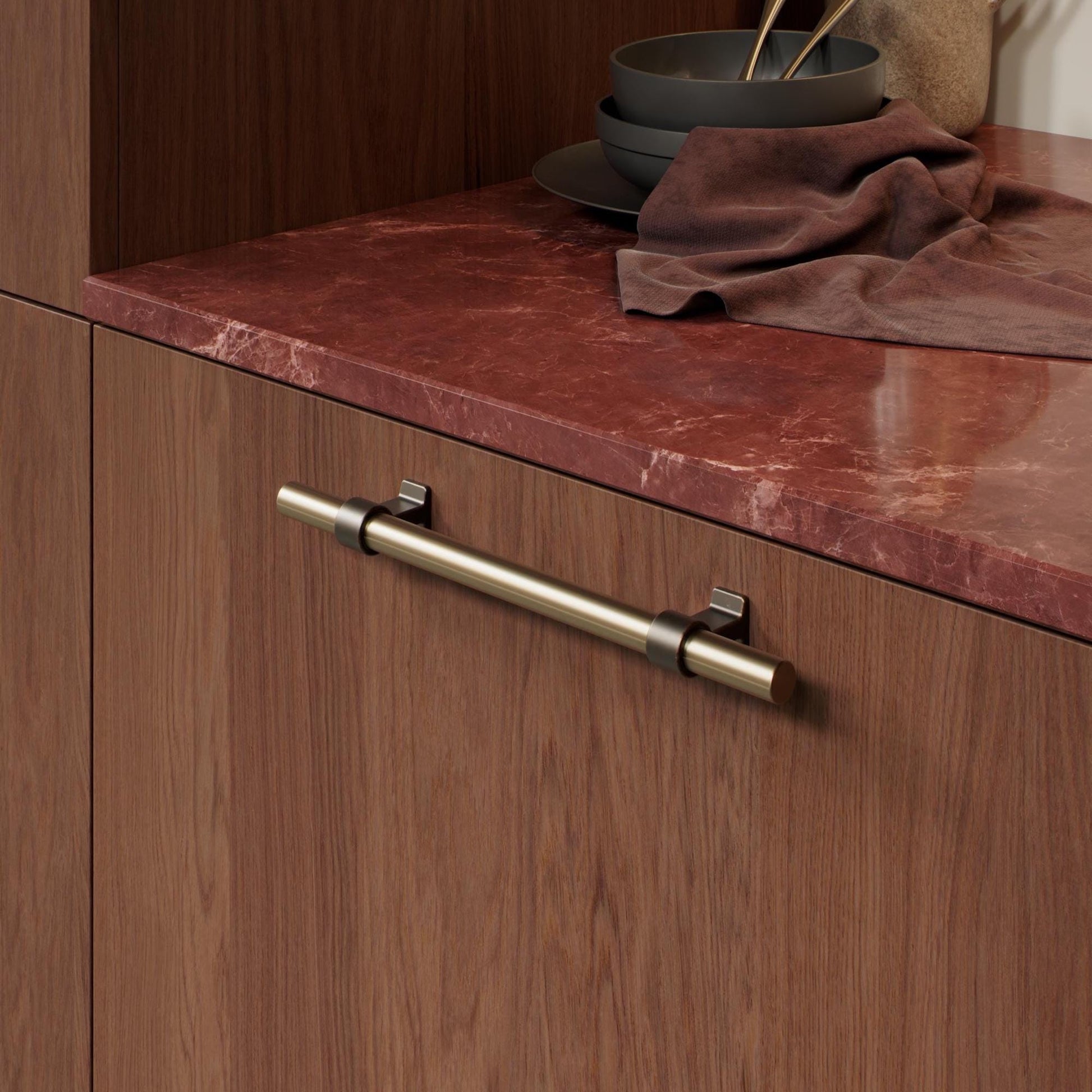 Furnipart Bond Handles & T-Knob Antique Brown Fine Brushed Brass 160mm 320mm T-Knob