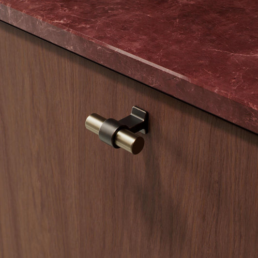 Furnipart Bond Handles & T-Knob Antique Brown Fine Brushed Brass 160mm 320mm T-Knob