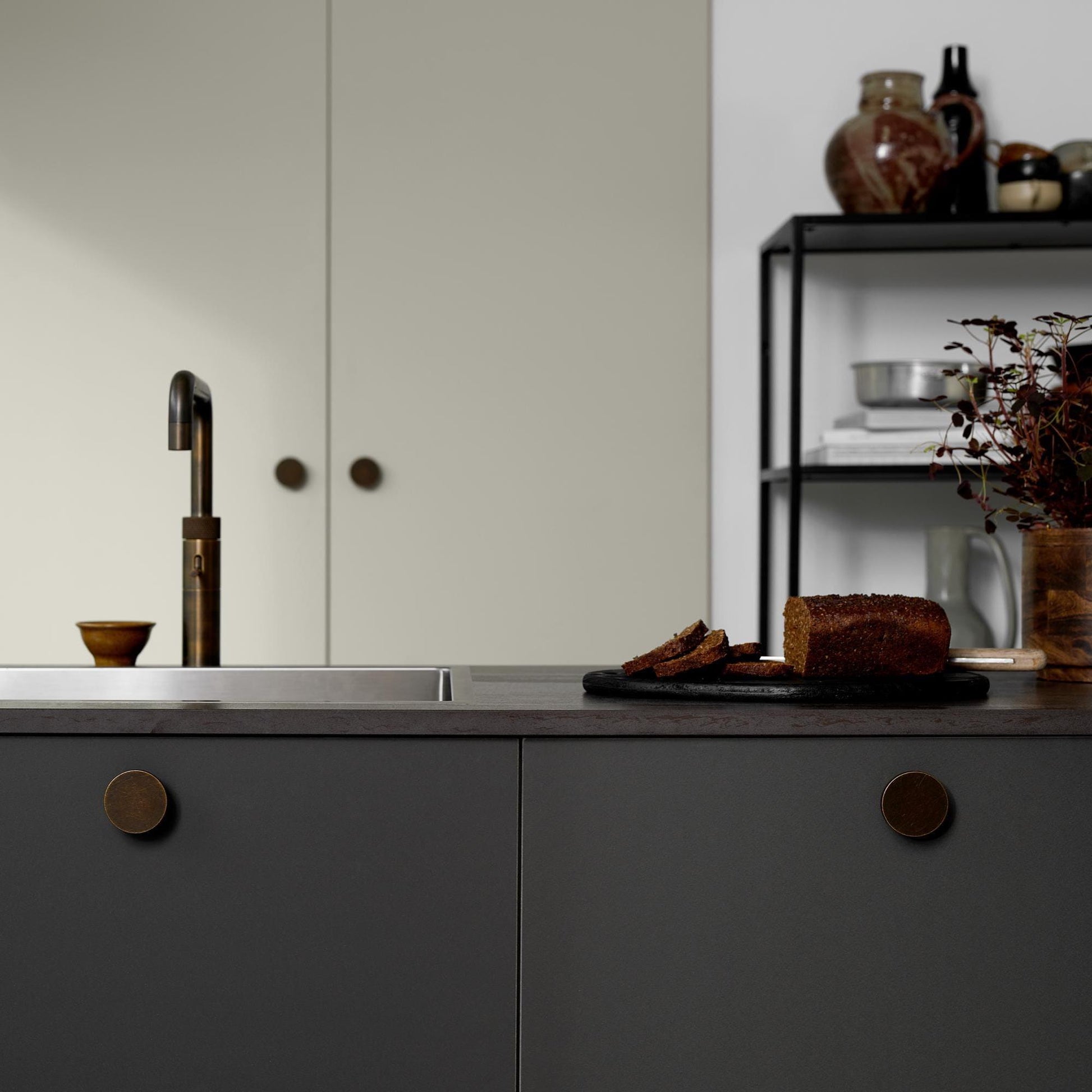 Furnipart Circle Antique Brown, Dark Brushed Gold & Inox Knob 50mm