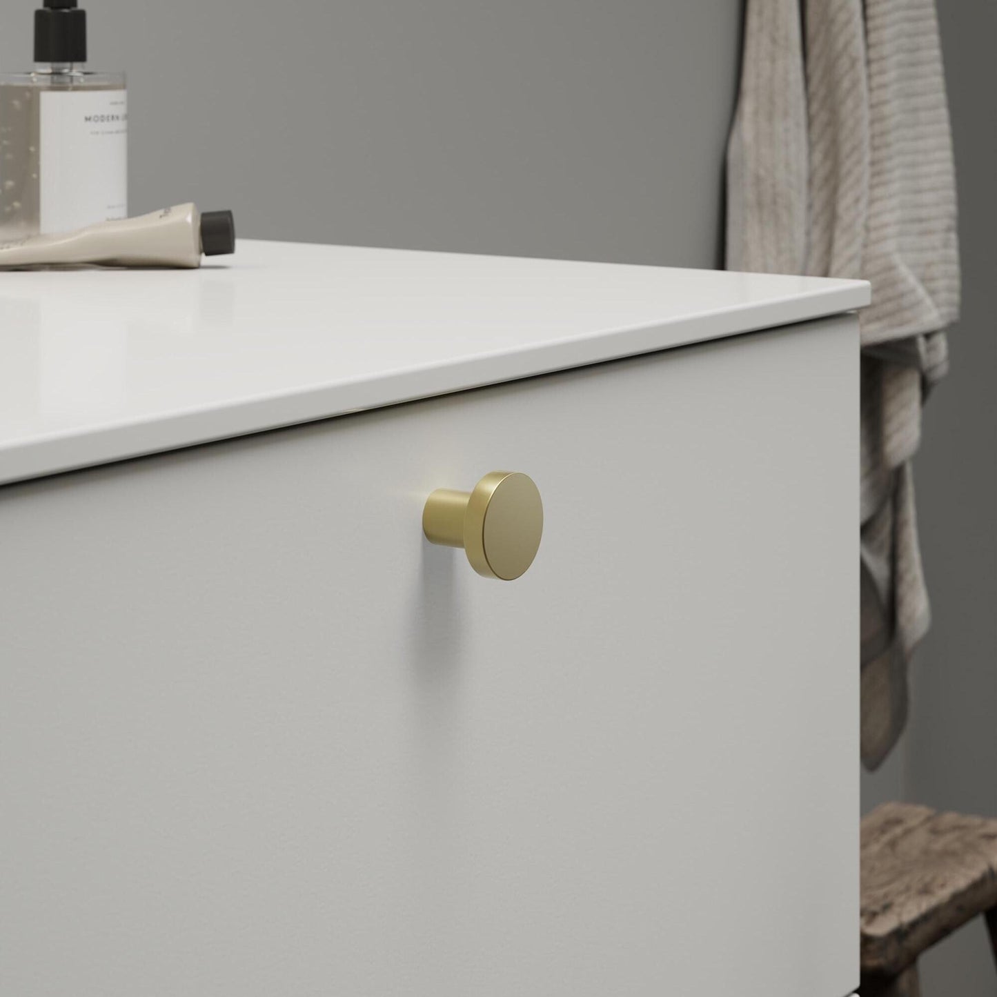 Furnipart Dot Round Knob Brushed Brass 30mm