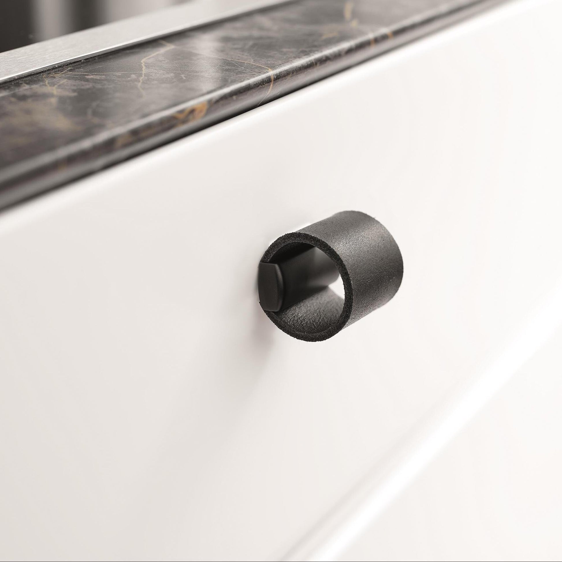 Furnipart Drum Leather Knob Black 32mm