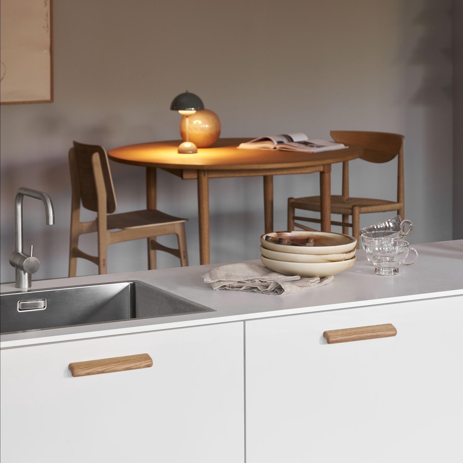 Furnipart Glove Oak Clear Lacquered Wooden Handle & Knob 32mm 160mm