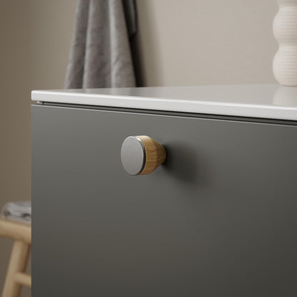 Furnipart Melura Oak & Stainless Steel Real Wooden Knob Lacquered