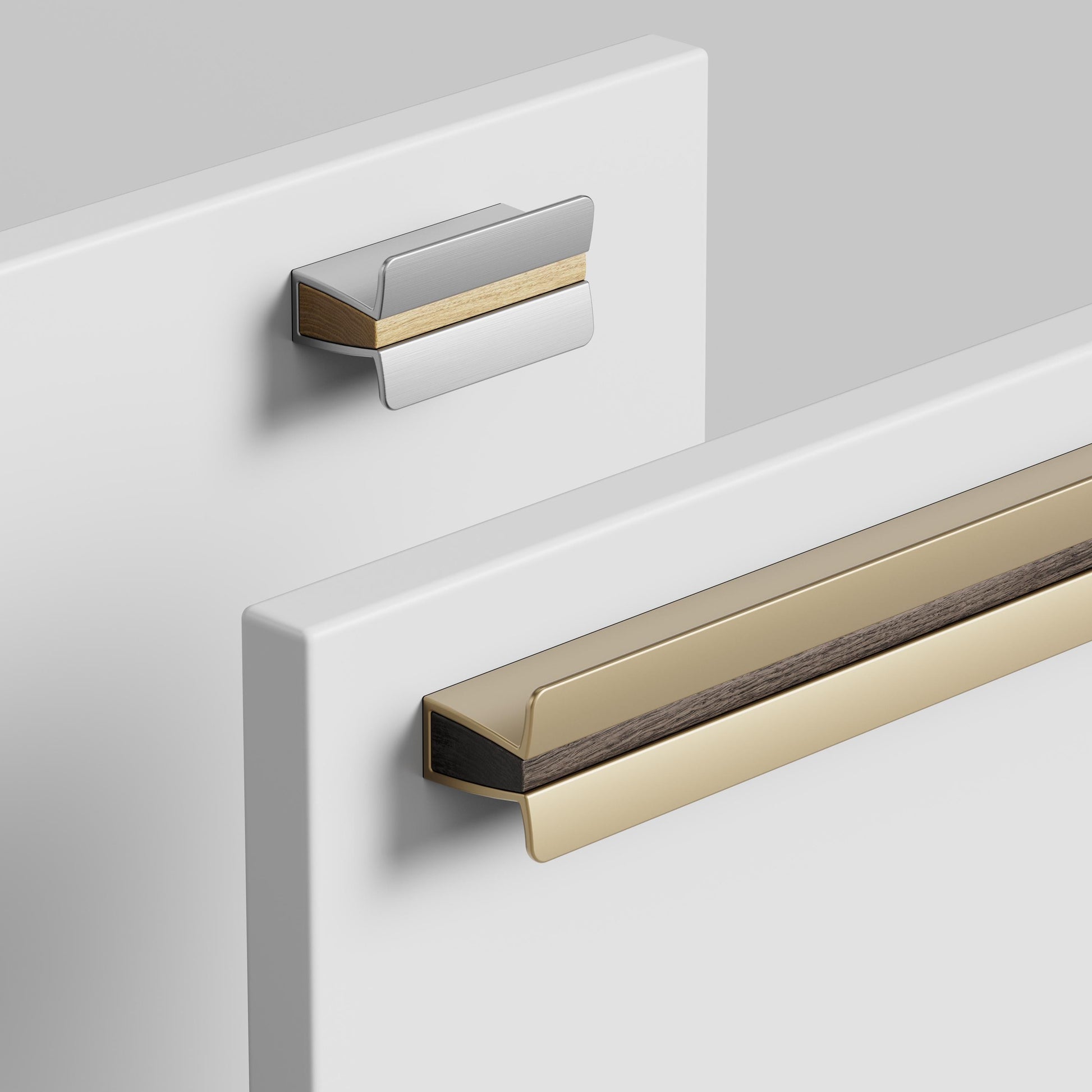 Furnipart Papillon Lacquered Oak & Matt Inox Wood Handle 32mm 160mm 320mm