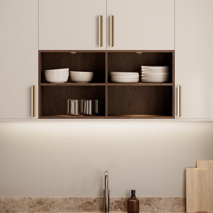 Furnipart Papillon Dark Brown Oak & Matt Brass Wood Handle 32mm 160mm 320mm