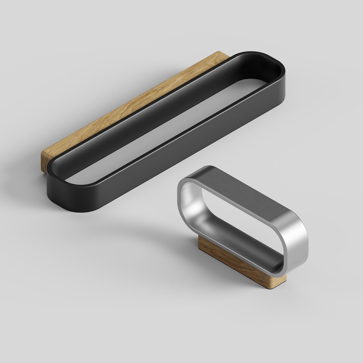 Furnipart Race Clear Lacquered Oak & Matt Black Wood Handle 32mm 96mm