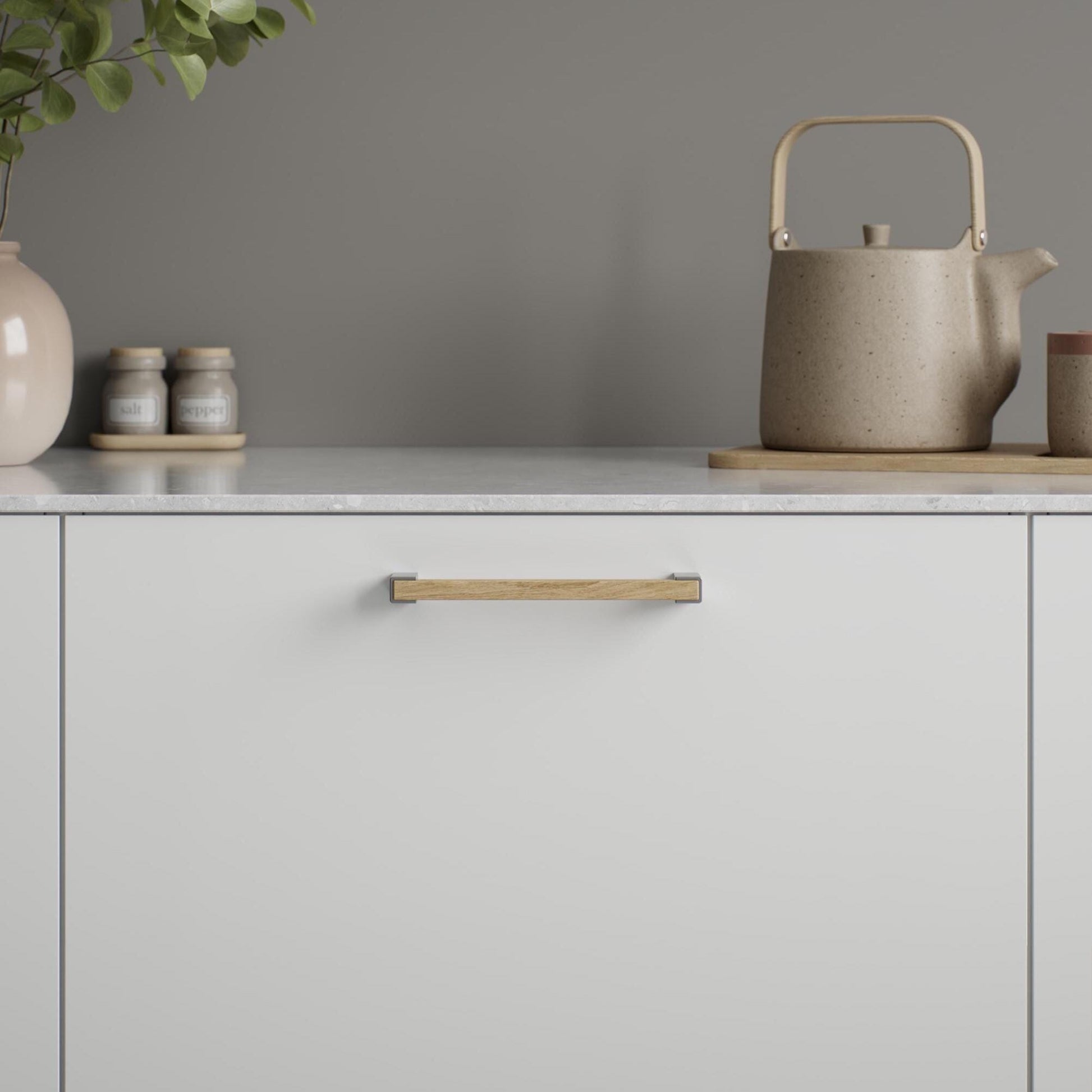 Furnipart Segment Clear Lacquered Oak Inox Wood Handle 160mm & T-Knob