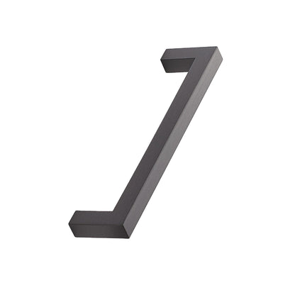 May include: A black metal cabinet door handle with a rectangular shape.