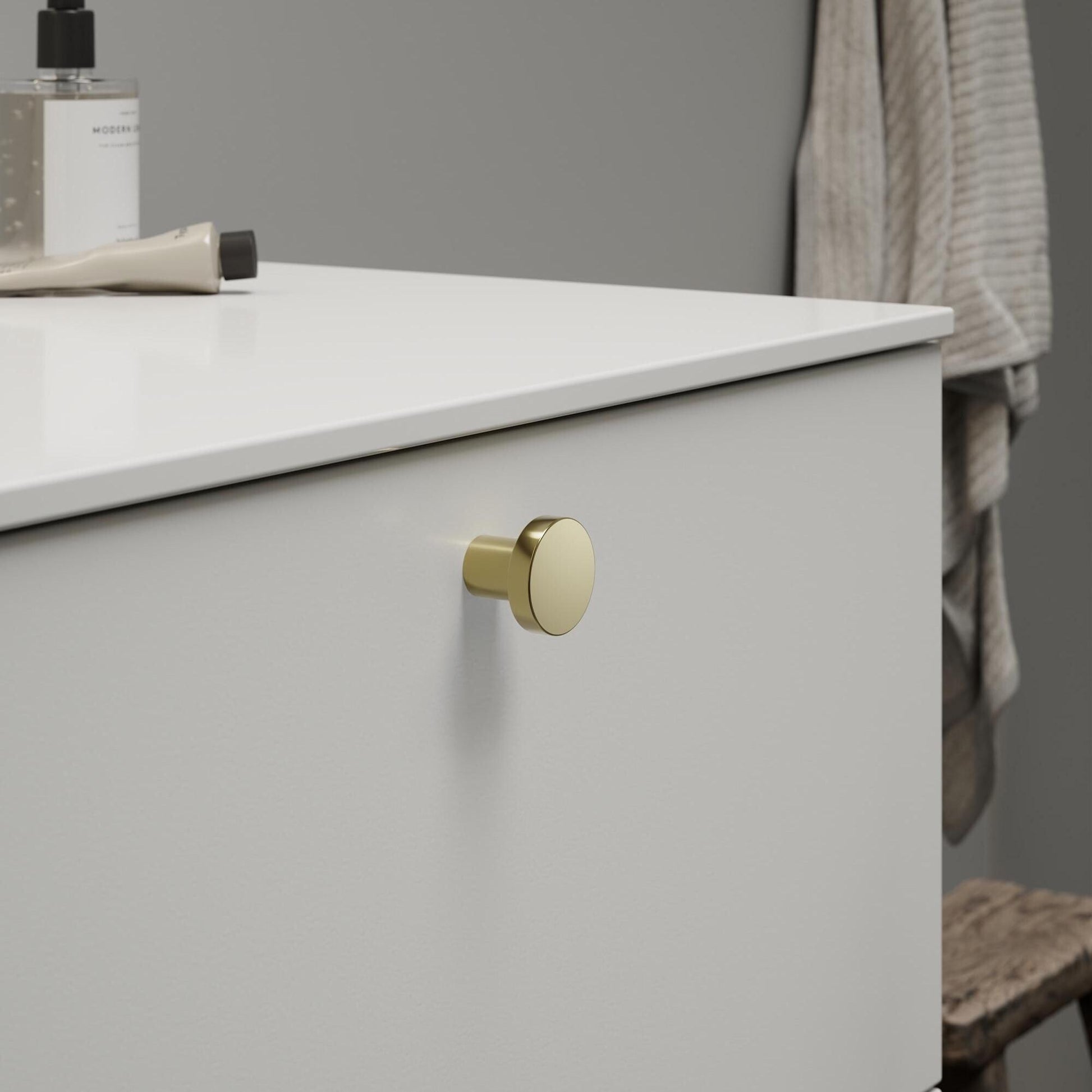 Furnipart Dot Round Knob Polished Brass 30mm