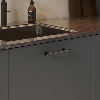 Furnipart Villa Fluted Handle & Knob Gun Metal 128mm 192mm Round Knob T- Knob