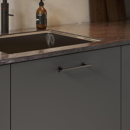 Furnipart Villa Fluted Handle & Knob Gun Metal 128mm 192mm Round Knob T- Knob