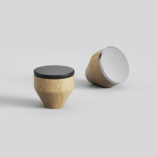 Furnipart Melura Oak & Matt Black Real Wooden Knob Lacquered