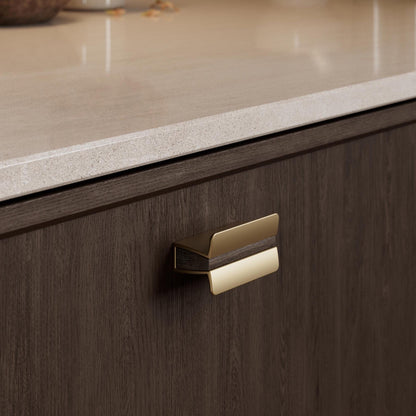 Furnipart Papillon Dark Brown Oak & Matt Brass Wood Handle 32mm 160mm 320mm