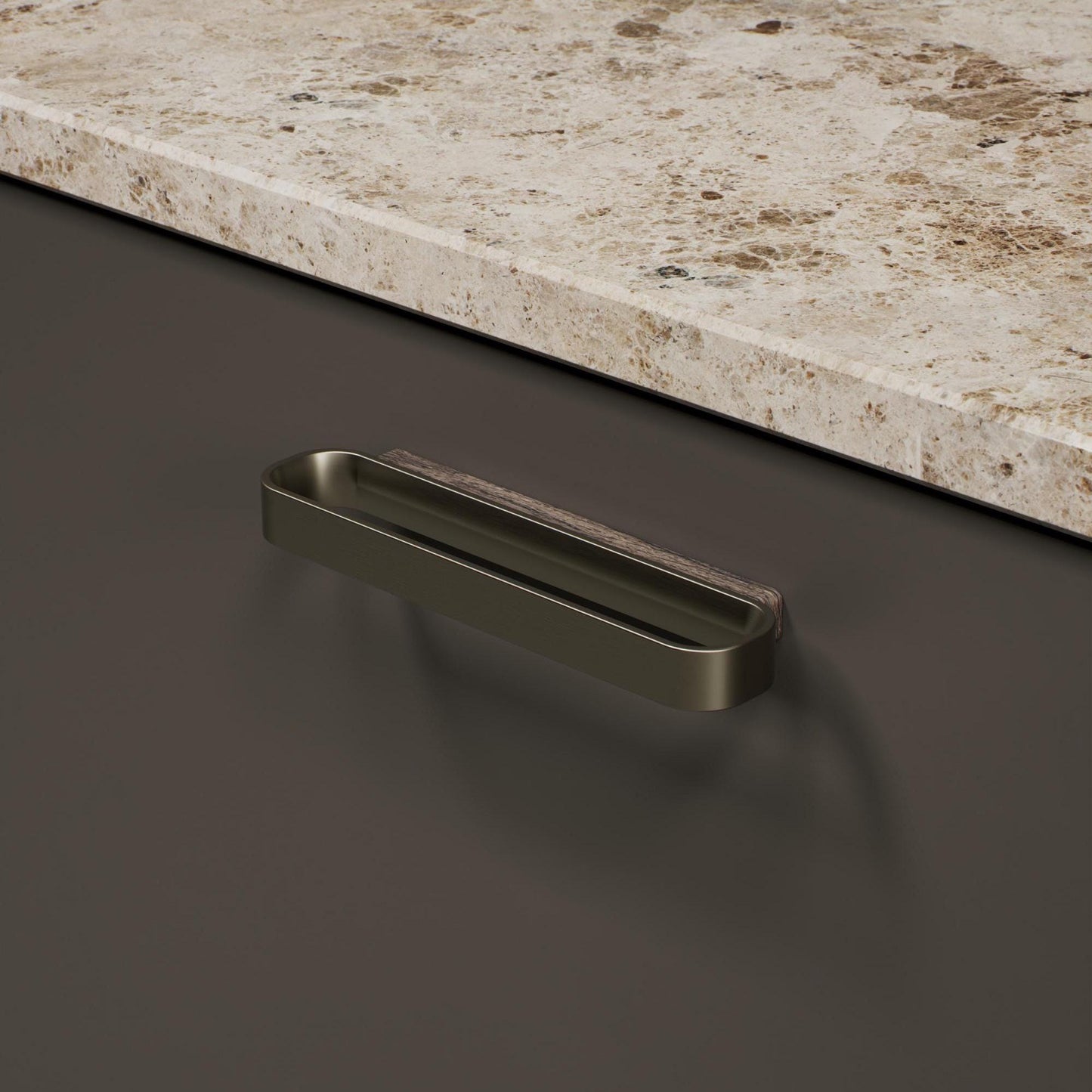 Furnipart Race Dark Brown Oak & Brushed Brass Wood Handle 32mm 96mm