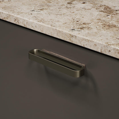 Furnipart Race Dark Brown Oak & Brushed Brass Wood Handle 32mm 96mm