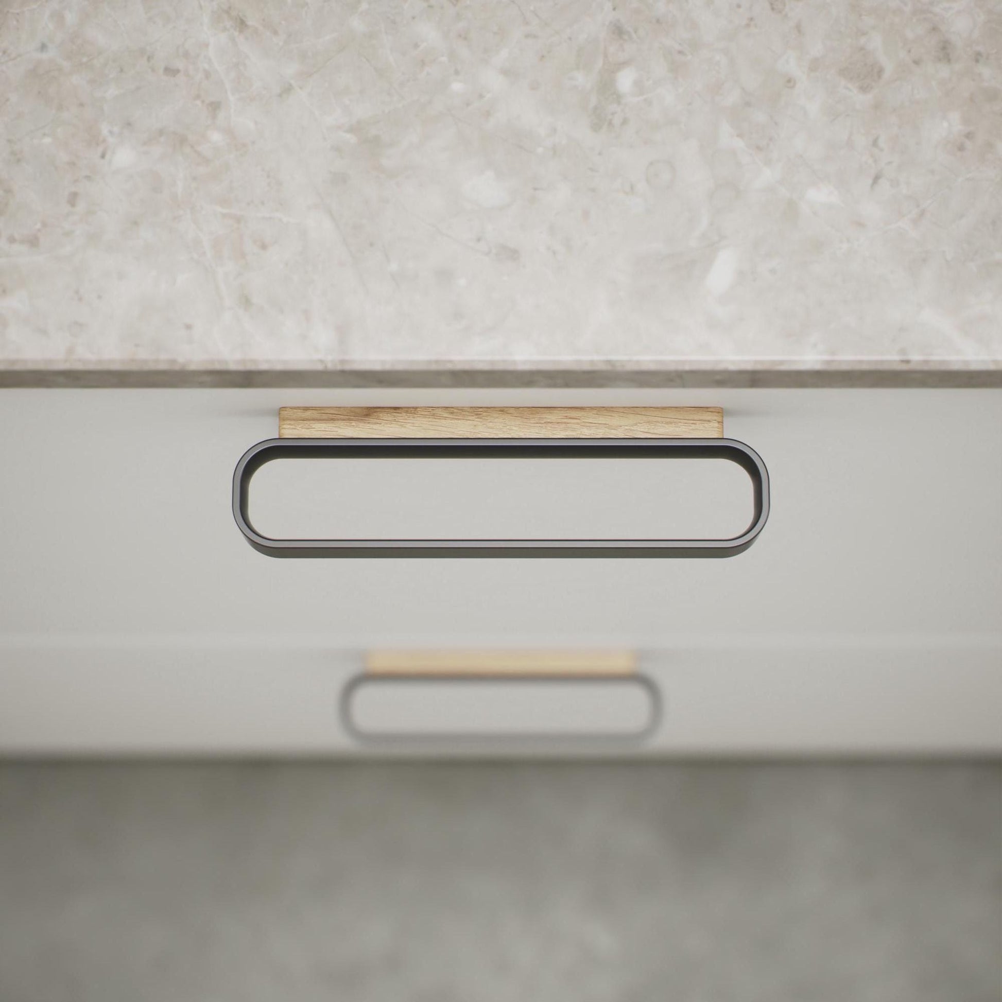 Furnipart Race Clear Lacquered Oak & Matt Black Wood Handle 32mm 96mm