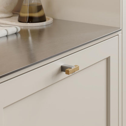 Furnipart Segment Clear Lacquered Oak Inox Wood Handle 160mm & T-Knob